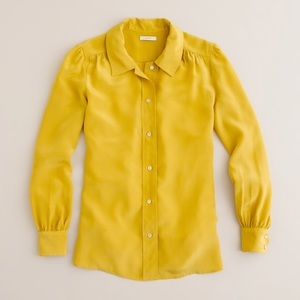 JCrew mustard silk Lucinda blouse, size 00